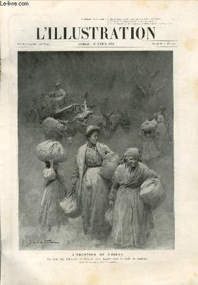 L'ILLUSTRATION JOURNAL UNIVERSEL N 3295 - Gravures: l'ruption du Vsuve par L.Sabattier - autour du Vsuve en ruption - les ruines de Pompi - la grve des facteurs d'imprims  Paris - les lections russes / Articles: la 