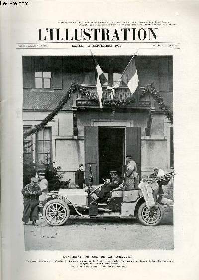 L'ILLUSTRATION JOURNAL UNIVERSEL N 3421 - Gravures: l'incident du col de la Schlucht (photo de M.Victor Adrien) - l'illumination lectrique des chutes du Niagara (photo B.-H. Norris) - le congrs eucharistique de Londres / Articles: 