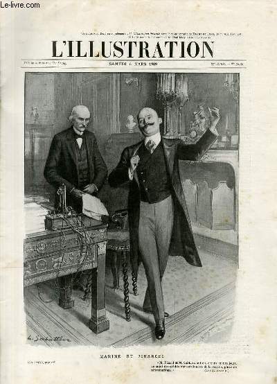 L'ILLUSTRATION JOURNAL UNIVERSEL N 3445 - Gravures: Marine et Finances par L.Sabattier - une manifestation bien parisienne de l'accord franco-allemand - une page clbre de Caran d'Ache / Articles: Caran d'Ache par Gustave Babin - au pays des troglodyte