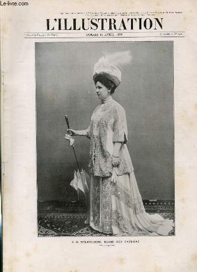 L'ILLUSTRATION JOURNAL UNIVERSEL N 3451 - Gravures: S.M. Wilhelmine, reine des Pays-Bas (photo de Guy de Corat) - le nouvel aroplane 