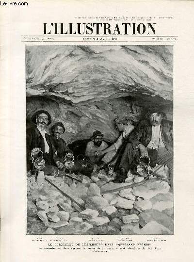 L'ILLUSTRATION JOURNAL UNIVERSEL N 3554 - Gravures: le percement du loetscberg, dans l'oberland bernois - une scne de grve caractristique, photo par Godefroy fils - le coup de barre, photo du Dr Emile Chatin -  l'exposition des pastellistes anglais..