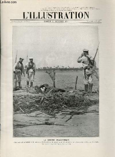 L'ILLUSTRATION JOURNAL UNIVERSEL N 3582 - Gravures: la guerre italo-turque - le grand vizir de la crise ottomane - sous les chapeaux d'Automne par L.Sabattier - le monument de la convention nationale au Panthon, photo de Berthelomier..