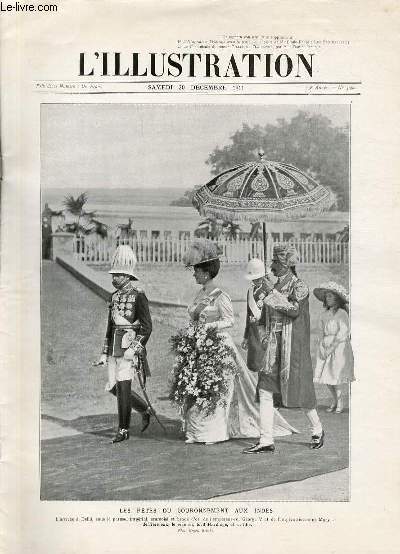 L'ILLUSTRATION JOURNAL UNIVERSEL N 3592 - Gravures: les ftes du couronnement aux indes, photo de Ernest Brooks - ce qui s'est pass en 1911, d'aprs Hansi - le passage  Bombay des souverains britanniques, empereur et impratrice des Indes, photo de..