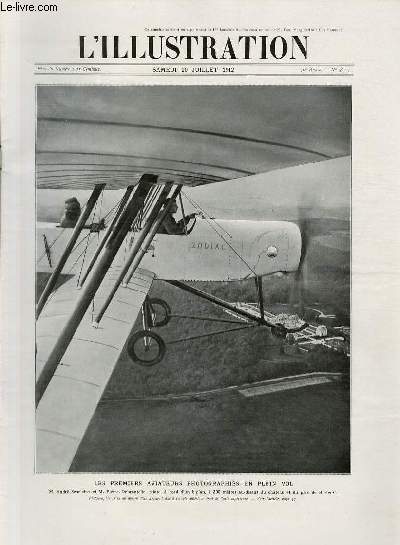 L'ILLUSTRATION JOURNAL UNIVERSEL N 3621 - Gravures: les premiers aviateurs photographis en plein vol - la revue du 14 juillet 1912  Longchamp -  l'alignement pour une parade de dcorations,  Fez, photo de Dr Meynadier..