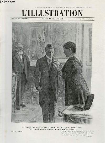 L'ILLUSTRATION JOURNAL UNIVERSEL N 3622 - Gravures: le prince de Galles Grand-Croix de la lgion d'honneur, une crmonie intime  l'Elyse et un joli geste de Mme Fallires, dessin de J.Simont - les belles soires de Versailles, photo de Famechon...