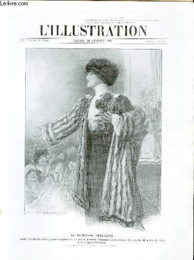 L'ILLUSTRATION JOURNAL UNIVERSEL N 3700 - La glorieuse dbutante - Sarah Bernhardt, notre grande tragdienne, faisant sa premire confrence le lendemain du jour o elle a reu la croix de la Lgion d'honneur.