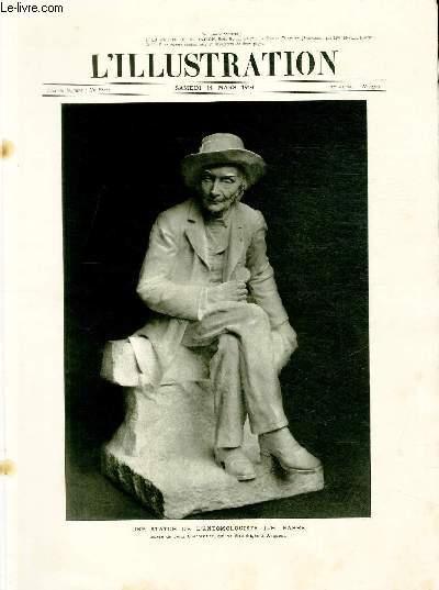L'ILLUSTRATION JOURNAL UNIVERSEL N 3707 - Une statue de l'entomologiste J.-H. Fabre - oeuvre de Felix Charpentier, qui va tre rige  Avignon.