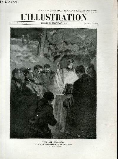 L'ILLUSTRATION JOURNAL UNIVERSEL N 3747 - Noel aux tranches, la messe de minuit clbre par un prtre-soldat, dessin de Leven et Lemonier.