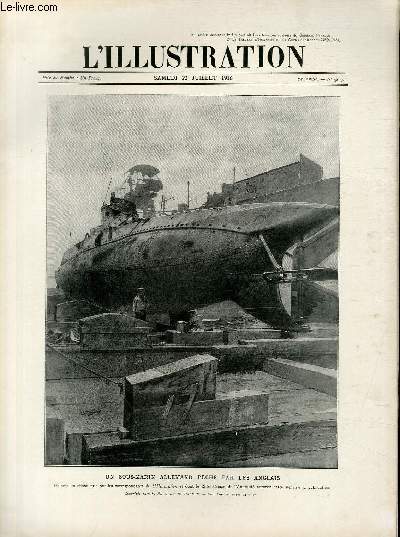 L'ILLUSTRATION JOURNAL UNIVERSEL N 3829 - Un sous-marin allemand pch par les anglais.