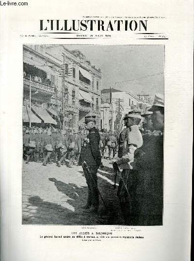 L'ILLUSTRATION JOURNAL UNIVERSEL N 3834 - Les allis  Salonique, le gnral Sarrail assiste au dfil  travers la ville des premiers rgiments italiens.