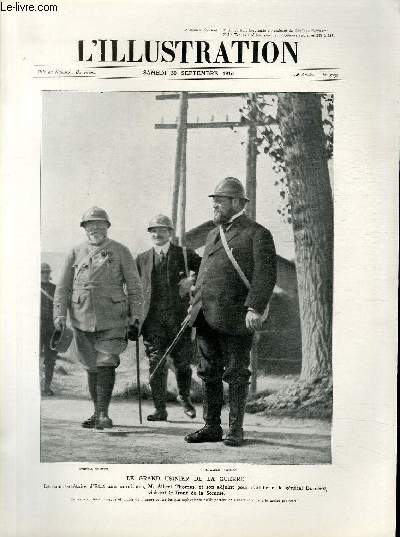 L'ILLUSTRATION JOURNAL UNIVERSEL N 3839 - La grand usinier de la guerre, le sous-secrtaire d'Etat aux munitions, M.Albert Thomas, et son adjoint pour l'artillerie, le gnral Dumzil, visitant le front de la Somme.