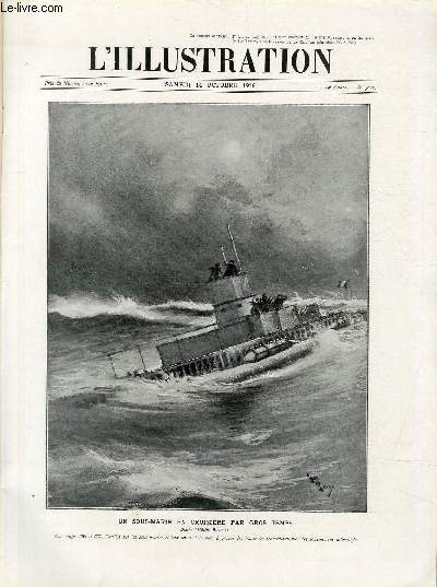 L'ILLUSTRATION JOURNAL UNIVERSEL N 3841 - Un sous-marin en croisire par gros temps - dessin d'Henri Rudaux.