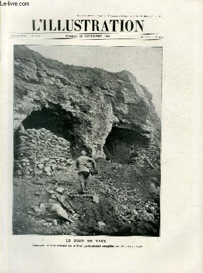 L'ILLUSTRATION JOURNAL UNIVERSEL N 3846 - Le fort de Vaux, Casemates bantes donnant sur le foss, partiellement aveugles par des sacs de terre.