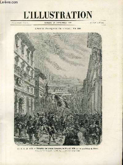 L'ILLUSTRATION JOURNAL UNIVERSEL N 3897 - Il y a 58 ans, Rception des troupes franaises, le 29 avril 1859, par la population de Gnes, gravure de l'Illustration du 7 mai 1859.