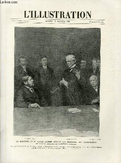 L'ILLUSTRATION JOURNAL UNIVERSEL N 3906 - Le discours de M.Lloyd George devant les dlgus des Trade-Unions et l'ancien ministre de l'armement franais.