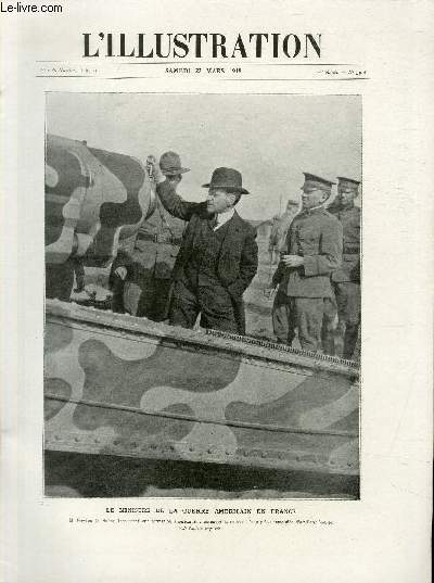 L'ILLUSTRATION JOURNAL UNIVERSEL N 3916 - Le ministre de la guerre amricaine en France - M.Newton D.Baker, inspectant une formation amricaine, manoeuvre la culasse d'une pice camoufle d'artillerie lourde.
