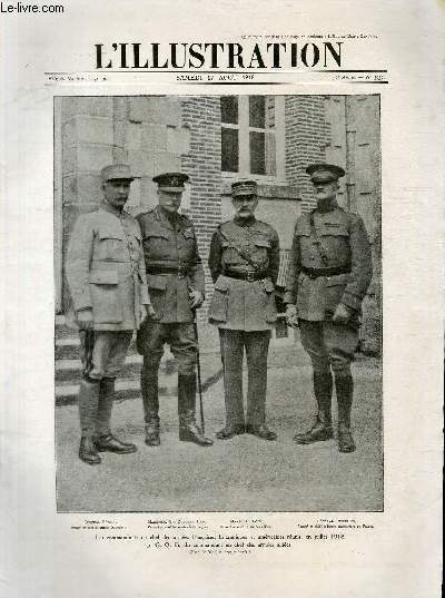 L'ILLUSTRATION JOURNAL UNIVERSEL N 3937 - Les commandants en chef des armes franaises, britanniques et amricaines runis, en juillet 1918, au G.Q.G. du commandant en chef des armes allies.
