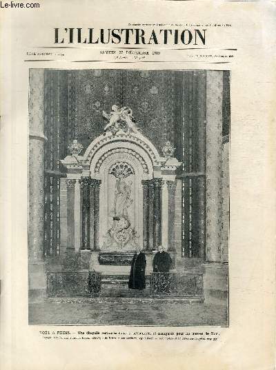 L'ILLUSTRATION JOURNAL UNIVERSEL N 4008 - Noel  Reims, Une chapelle restaure dans la cathdrale, et inaugure par les messes de Noel.