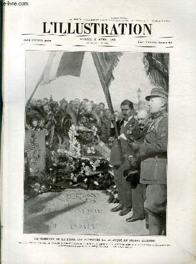 L'ILLUSTRATION JOURNAL UNIVERSEL N 4074 - Un hommage de la ligue des patriotes de Belgique au soldat inconnu.
