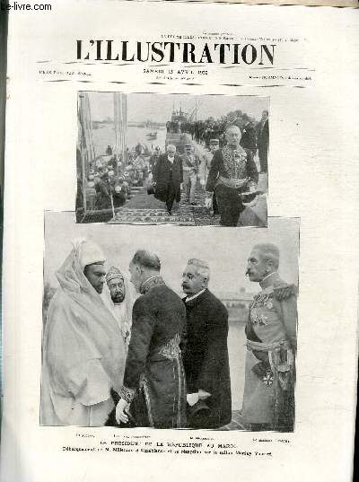 L'ILLUSTRATION JOURNAL UNIVERSEL N 4128 - Le prsident de la Rpublique au Maroc - Dbarquement de M.Millerand  Casablanca et sa rception par le sultan Moulay Youssef.