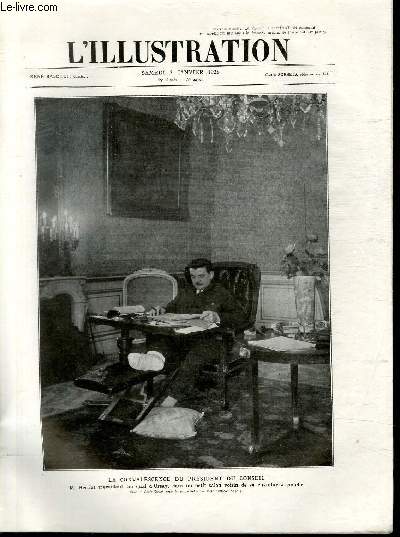 L'ILLUSTRATION JOURNAL UNIVERSEL N 4270 - La convalescence du Prsident du Conseil - M.Herriot travaillant, au quai d'Orsay, dans un petit salon voisin de sa chambre  coucher.