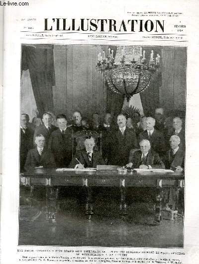 L'ILLUSTRATION JOURNAL UNIVERSEL N 4483 - Une phase importante d'un grand acte internationa: M.Calvin Coolidge signant le pacte gnral de renonciation  la guerre.
