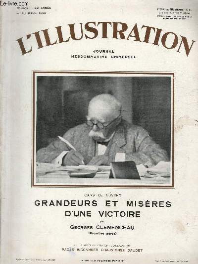 L'ILLUSTRATION JOURNAL UNIVERSEL N° 4543 - Grandeurs et misères d'une victoire par Georges Clemenceau - Les souverains belges en Egypte.