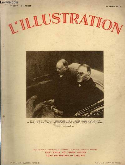 L'ILLUSTRATION JOURNAL UNIVERSEL N 4697 - Le Prsident Roosevelt, accompagn de M.Hoover (assis  sa droite), se rend, le 4 mars, de la maison blanche au Capitole pour prter serment - journe d'lction  Berlin: le dfil des 