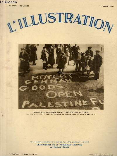 L'ILLUSTRATION JOURNAL UNIVERSEL N 4700 - Raction en Angleterre contre l'antismitisme hitlrien - en attendant...? la restauration en effigie.