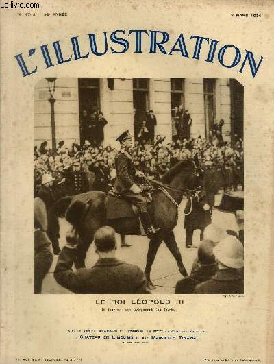 L'ILLUSTRATION JOURNAL UNIVERSEL N 4748 - Le Roi Leopold III, le jour de son avnement (23 fvrier) - la suprme parade des anciens combattants devant le cercueil royal expos au front du palais,  Bruxelles.