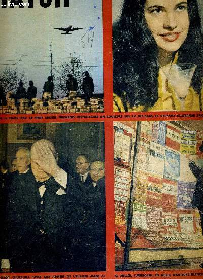 PARIS MATCH N 1 - Berlin, 12 mars 1949, le pont arien; premiers instantans en couleurs sur la vie dans la capitale Allemande - Winston Churchill parle aux assises de l'Europe - G. Miller, amricain, en qute d'auteurs franais ...