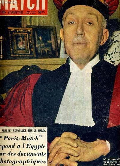 PARIS MATCH N 105 - le prince de Broglie vous ouvre les portes de l're atomique - les fausses nouvelles sur le Maroc : Paris Match rpond  l'Egypte par des documents photographiques - les chefs-d'oeuvre de Berlin - on fait encore fortune en France...