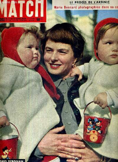 PARIS MATCH N 262 - Ingrid Bergman avec ses jumelles : Isabelle et Ingrid, 22 mois - le cble de Cartier : l'cho des canons de Dien-Bien-Phu  Washington - le procs de l'arsenic : Marie Besnard photographie dans sa cellule ...