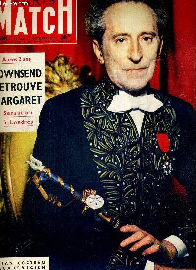 PARIS MATCH N 341 - Jean Cocteau acadmicien - aprs 2 ans, Townsend retrouve Margaret - j'ai vcu la 25e heure de Pron, par Virgil Gheorghiu - 1res photos sur le front rveill d'une vieille guerre, le Rif...