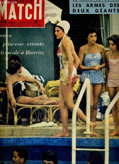 PARIS MATCH N 488 - 16 aout 1958 - superchampion se souvient qu'il fut polio - Soraya, la princesse errante fait escale  Biarritz - le cble de Cartier : les armes des deux gants - mort d'un bolide - Cte d'Azur 1958 : Saint Trop...