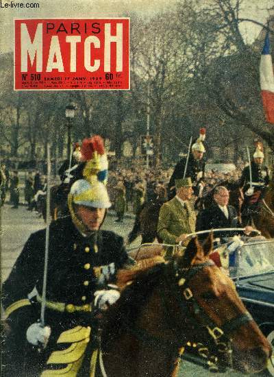 PARIS MATCH N 510 - Jean XXIII sous l'oeil du cinmascope, Dernire heure : le village englouti, M. Coty rentre chez lui, Un inconnu devient le premier premier, C'est le destin cruel et magnifique de Toulouse Lautrec par Marie Gatard, Elle toucher Castro