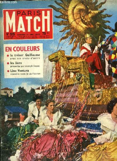 PARIS MATCH N 515 - 22 millions de parisiens ont fait l'exprience Tapiflex, La montagne chasse le Christ de son glise, Dernire arme secrte U.S. : les espions lectroniques, Ce train emporte l'orphelin de l'avion de Chicago, A la sortie de l'usine