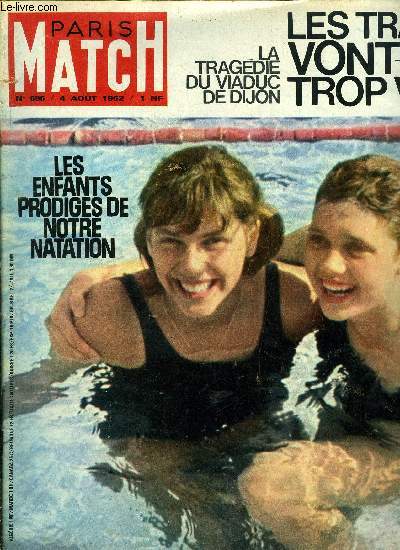 PARIS MATCH N 695 - Il attaque Jackie Kennedy par Georges Menant, 42 mtres plus bas le wagon devenu cercueil, Maintenant les champions sont des enfants, C'est le retour de la croix gamme, Le serail aux mille captives, Derrire le secret de la sublime