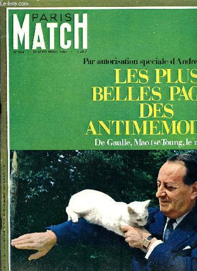 PARIS MATCH N 964 - Le mariage de Peggy Rusk (18 ans) avec un noir : un problme de plus pour Johnson, Edgar Faure part en guerre pour le prix du boeuf, Trois hommes gagnent une bataille qui a dur vingt ans : la TV couleur, Saint-Trop : les milliards