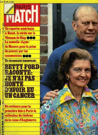 PARIS MATCH N 1359 - Betty Ford raconte trs simplemement son opration : un cancer du sein, Chirac : toujours sur la brche, au congrs de l'udr par Ph. Alexandre, Emile Aillaud charg de prsider l'opration trou des halles, Les harkis jeunes et vieux