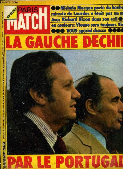 PARIS MATCH N 1370 - Le poids de l'affaire portugaise crase de plus en plus l'union de la gauche, en France, Les trois hommes providentiels a la barre du Portugal : qui sont Gomes, Gonalves et Otelo de Carvalho, les triumvirs qui gouvernent a Lisbonne