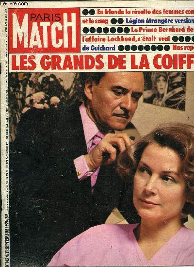 PARIS MATCH N 1424 - L'Irlandaise Betty Williams mne la rvolte des femmes contre la guerre civile, Histoire incroyable : le Grec vedette d'un film tourn a son insu, Seize ans aprs, le petit Eric Peugeot, Le pilote pleure sur les dbris de son avion