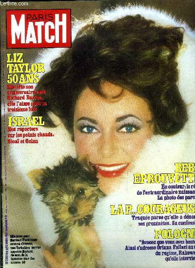 PARIS MATCH N 1711 - Liz Taylor, 50 ans, six poux, quatre enfants, reste la desse, Grard Jugnot, a trs peur qu'au paradis, en dehors des accidents, on ne rencontre que des vieux par Philippe Bouvard, Miss France a plbiscit sa couronne