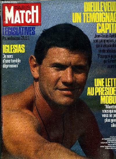 PARIS MATCH N 1907 - Julio Iglesias, Jean Louis Barrault et Madeleine Renaud, Stephane Collaro, Geraldine Danon, Mimi Mathy par Philippe Bouvard, Le dlire islamique, Dieuleveult, Jean Louis Amblard accuse, Lettre ouverte au prsident Mobutu, Le pape