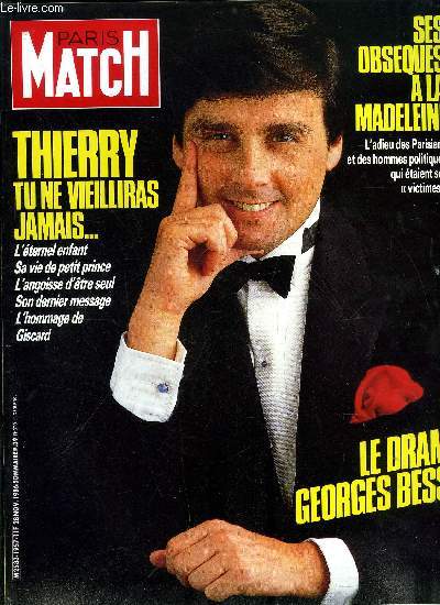 PARIS MATCH N 1957 - Perverse Agatha Brive, mre des lettres livres : Madame Rcamier, Falcon, l'empereur fou de la drogue, Thierry tu n vieilliras jamais, Un jour il me dit : depuis le dbut de ma vie, un ange gardien veille sur moi par Philippe Bouvard