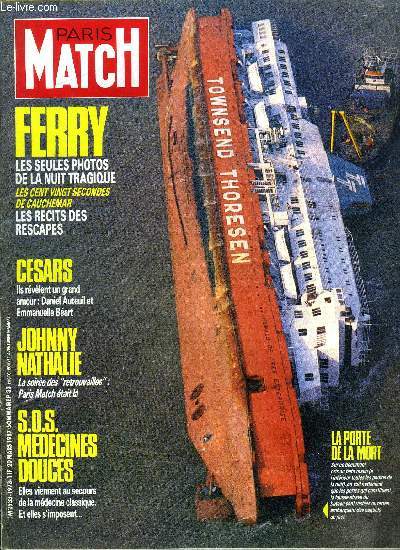 PARIS MATCH N 1973 - Ah ! Quel malheur d'tre crivain, Mourrons nous comme les dinosaures ? un dossier mystrieux qui intresse le Pentagone, Emmanuelle Beart et Daniel Auteuil : le triomphe de l'amour, Sabine Azema : deux csars en trois ans, Caroline