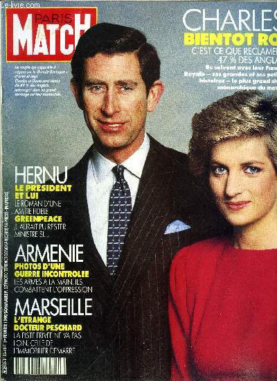 PARIS MATCH N 2123 - Charles de Gaulle, crivain franais par Patrice Bollon, Stephen King : il fait de ses peurs des best sellers par Bernard Giguel, Famille royale d'angleterre, pour 47% des anglais, Elisabeth devrait abdiquer en faveur du prince