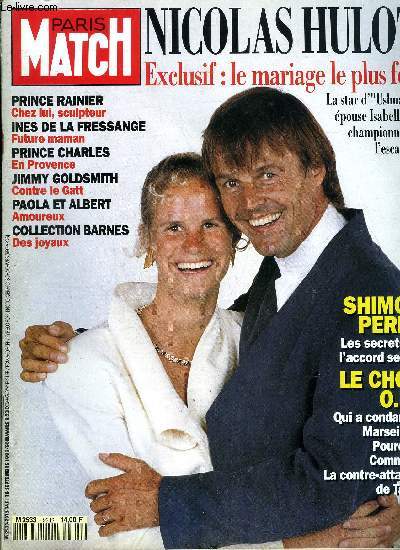 PARIS MATCH N 2312 - Rainier de Monaco, chez lui a Roc Angel, le prince devient sculpteur, Ines de la Fressange, bientot maman, Harrison Ford : je ne peux plus vivre qu'en pleine nature, Shimon peres, les secrets de l'accord secret, Jimmy Goldsmith