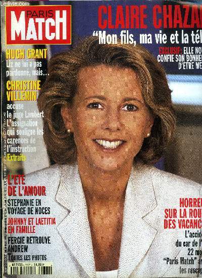 PARIS MATCH N 2408 - Vanessa Demouy, de classe mannequin au statut de vamp, Sean Connery : si j'tais le monstre que l'on dit, Micheline ne serait pas avec moi depuis 25 ans, Sauves ! plus de 20 morts et 30 blesss grace sur l'A9, l'accident de car