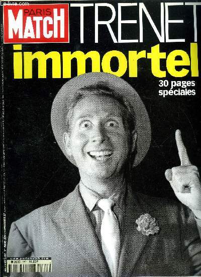 PARIS MATCH N 2701 - Charles Trenet : le maitre enchanteur, il avait pass plus de temps dans son enfance a pleurer qu'a s'amuser par Henry Jean Servat, Il venait de s'acheter la toute nouvelle Peugeot, la semaine prcdente c'tait une Bentley par Jean